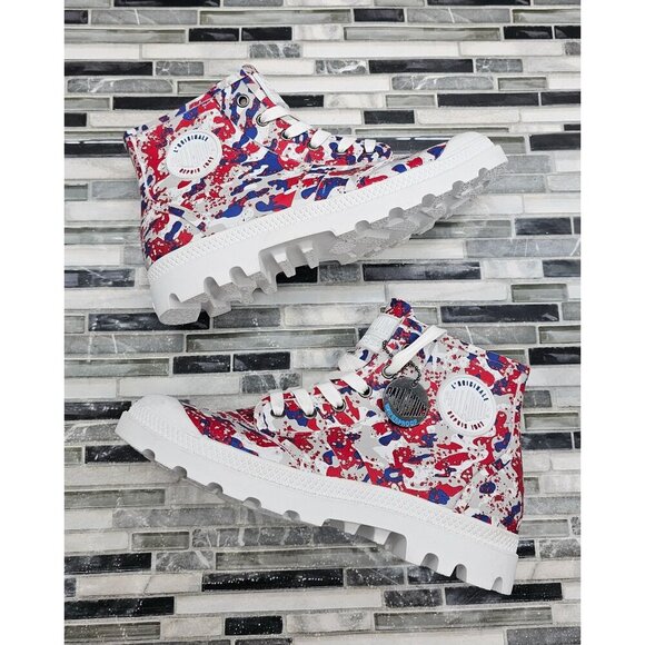 Palladium Pampa Hi White Camo French Unisex Combat Rain Boots - Picture 5 of 11